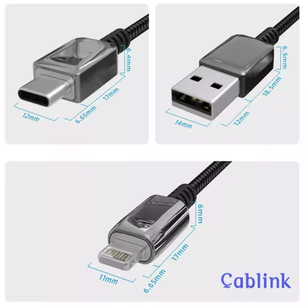 Cablink Lightning to Usb Cable Size Chart